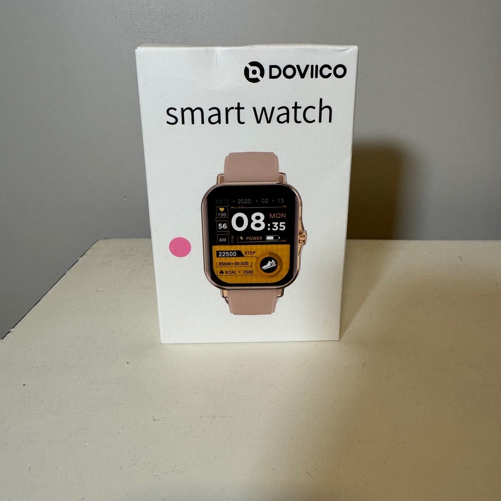 DOVIICO Smart Watch Rose Gold Pink Band Fitness Tracker Health Monitor